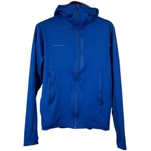Mammut Ultimate V SO Hooded Jacket Mens L Athletic Fit Blue Gore Windstopper DWR
